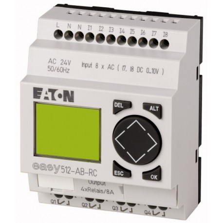 EASY512-AB-RC - EASY512-AB-RC 274101 0004519750 EATON ELECTRIC Control relay, 24VAC, 8DI(2AI), 4DO relays, display, time