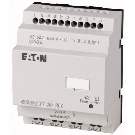 EASY512-AB-RCX - EASY512-AB-RCX 274102 0004519751 EATON ELECTRIC Control relay, 24VAC, 8DI(2AI), 4DO relays, time