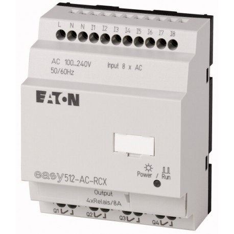 EASY512-AC-RCX - EASY512-AC-RCX 274105 0004519754 EATON ELECTRIC Control relay, 100-240VAC, 8DI, 4DO relays, time