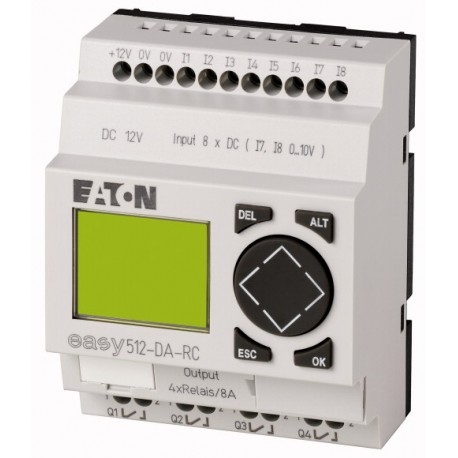 EASY512-DA-RC - EASY512-DA-RC 274106 0004519755 EATON ELECTRIC Control relay, 12 V DC, 8DI(2AI), 4DO relays, display, time
