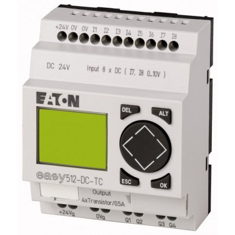EASY512-DC-TC - EASY512-DC-TC 274111 0004519760 EATON ELECTRIC Control relay, 24 V DC, 8DI(2AI), 4DO-Trans, display, time