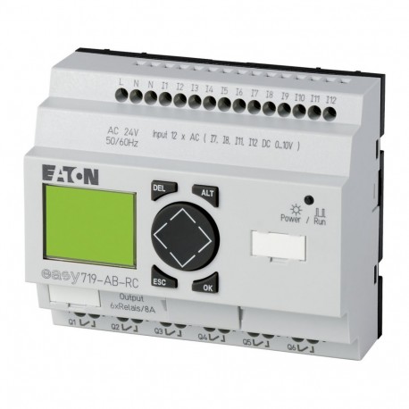 EASY719-AB-RC - EASY719-AB-RC 274113 0004519770 EATON ELECTRIC Control relay, 24VAC, 12DI(4AI), 6DO relays, display, time, e..