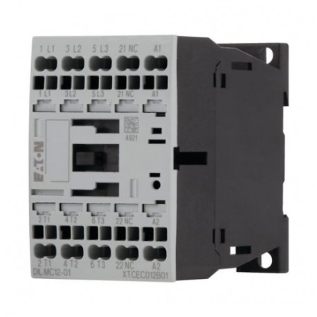 DILMC12-01(230V50/60HZ) - DILMC12-01(230V50/60HZ) 277557 XTCEC012B01G2 EATON ELECTRIC Contactor, 3p+1N/C, 5.5kW/400V/AC3