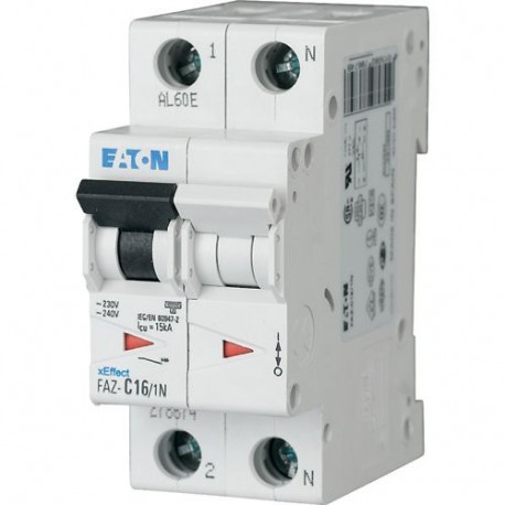 FAZ-C16/1N - FAZ-C16/1N 278674 Y7-278674 EATON ELECTRIC Over current switch, 16A, 1Np, C-Char, AC