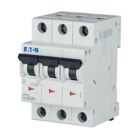 FAZ-C0,25/3 - FAZ-C0,25/3 278855 Y7-278855 EATON ELECTRIC Miniature circuit breaker (MCB), 0.25A, 3p, type C characteristic