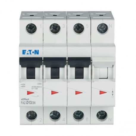 FAZ-D13/3N - FAZ-D13/3N 278996 Y7-278996 EATON ELECTRIC Miniature circuit breaker (MCB), 13A, 3Np, D-Char, AC