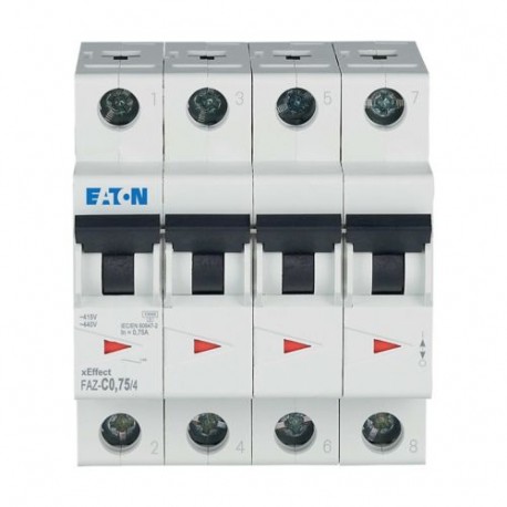 FAZ-C0,75/4 - FAZ-C0,75/4 279045 Y7-279045 EATON ELECTRIC Miniature circuit breaker (MCB), 0.75A, 4p, type C characteristic