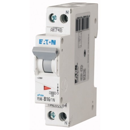 PLN6-C16/1N - PLN6-C16/1N 283026 EATON ELECTRIC Over current switch, 16A, 1pole+N, type C characteristic