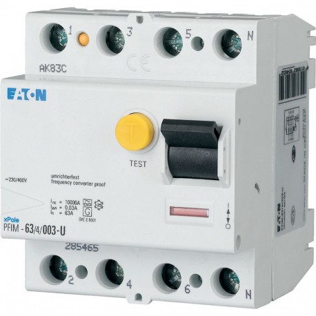 PFIM-63/4/003-U - PFIM-63/4/003-U 285465 FRCDM-63/4/003-U EATON ELECTRIC Residual current circuit-breaker, 63A, 4pole, 30mA, t..