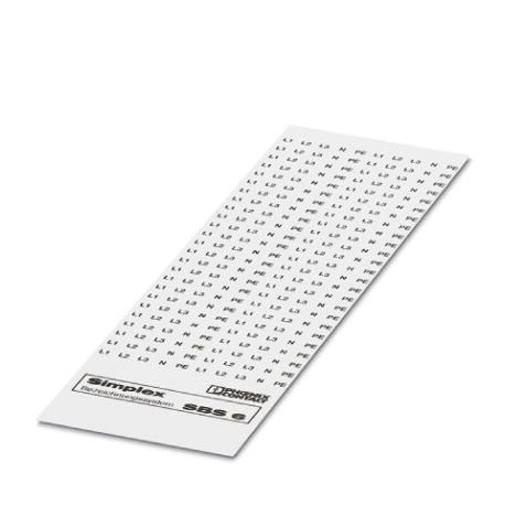 SBS 6:L1-N,PE - SBS 6:L1-N,PE 1008166 PHOENIX CONTACT Marker for terminal blocks, Card, white, Labeled, Labeling, longitudin..