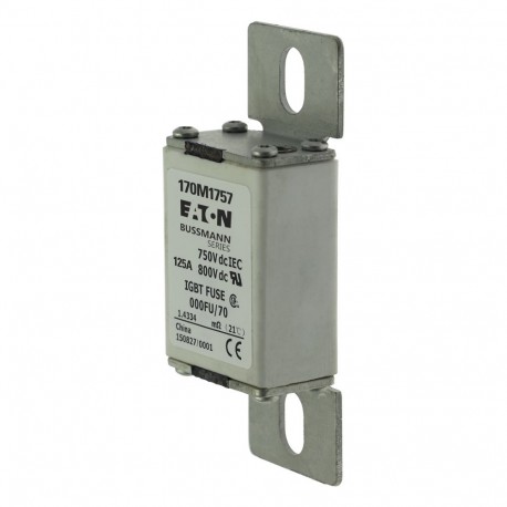 FUSE 125A 690V AC 000FU/70 AR CU - FUSE 125A 690V AC 000FU/70 AR CU 170M1757 EATON ELECTRIC Fuse-link, high speed, 125 A, DC 750 V, size 000, 2..