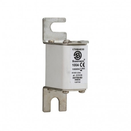 FUSE 100A 1000V 00TN/80 AR - FUSE 100A 1000V 00TN/80 AR 170M4830 EATON ELECTRIC Fuse-link, high speed, 100 A, AC 1000 V, size 00, 30 x 47..