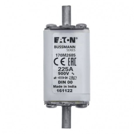 FUSE 225A 900V DIN 00 AR - FUSE 225A 900V DIN 00 AR 170M2685 EATON ELECTRIC Fuse-link, high speed, 63 A, DC 900 V, DIN 00, aR, DIN, IEC..