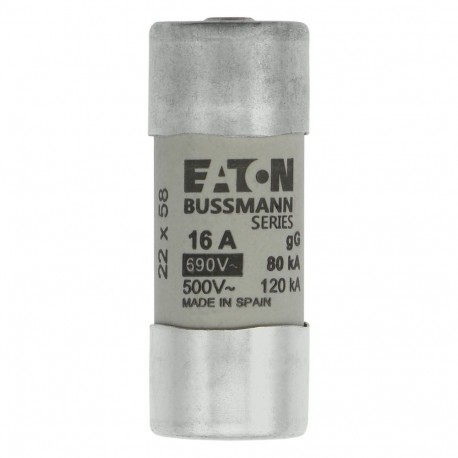 C22G16S - C22G16S EATON ELECTRIC Fuse-link, LV, 16 A, AC 690 V, 22 x 58 mm, gL/gG, IEC, with striker