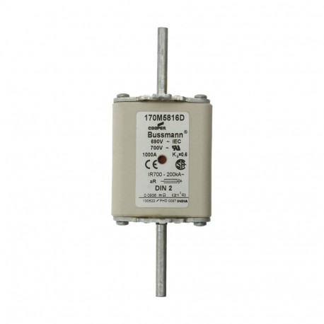 FUSE 1000A 690V aR DIN 2 HSDNH - FUSE 1000A 690V aR DIN 2 HSDNH 170M5816D EATON ELECTRIC Fuse-link, high speed, 1000 A, AC 690 V, DIN 2, 61 x..