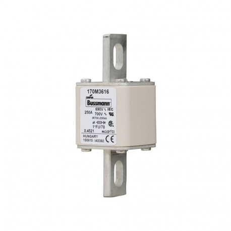 FUSE 250A 690V 1*FU/78 AR UC - FUSE 250A 690V 1*FU/78 AR UC 170M3616 EATON ELECTRIC Fuse-link, high speed, 250 A, AC 690 V, compact size 1,..