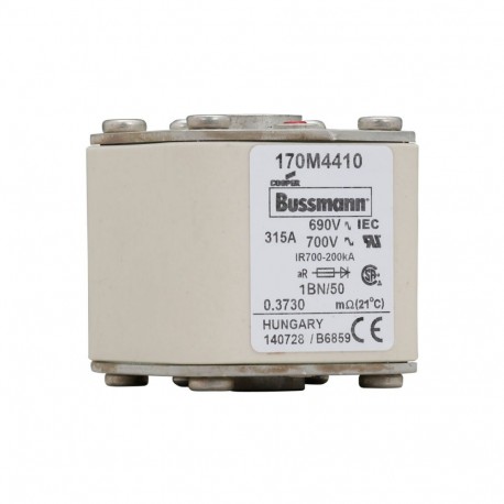 FUSE 315A 690V 1BN/50 AR UC - FUSE 315A 690V 1BN/50 AR UC 170M4410 EATON ELECTRIC Fuse-link, high speed, 315 A, AC 690 V, size 1, 53 x 69 ..
