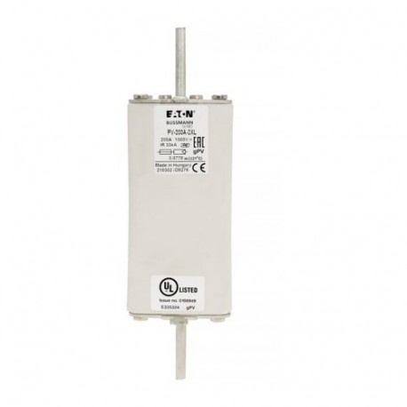 FUSE 200A 1000V 2XL PV - FUSE 200A 1000V 2XL PV PV-200A-2XL EATON ELECTRIC Fuse-link, high speed, 160 A, DC 1000 V, 2XL, gPV, UL, IEC
