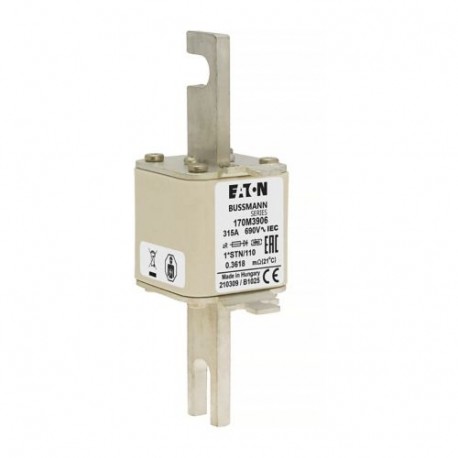 FUSE 315A 690V 1*STN/110 AR - FUSE 315A 690V 1*STN/110 AR 170M3906 EATON ELECTRIC Fuse-link, high speed, 315 A, AC 690 V, compact size 1, ..