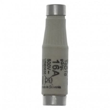 FUSE D1 16A 500 VAC T GL/GG E16 - FUSE D1 16A 500 VAC T GL/GG E16 16D16 EATON ELECTRIC Fuse-link, LV, 16 A, AC 500 V, D1, gL/gG, IEC, time-del..