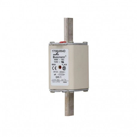 FUSE 500A 690V aR DIN 1 HSDNH - FUSE 500A 690V aR DIN 1 HSDNH 170M4864D EATON ELECTRIC Fuse-link, high speed, 500 A, AC 690 V, compact DIN 1..