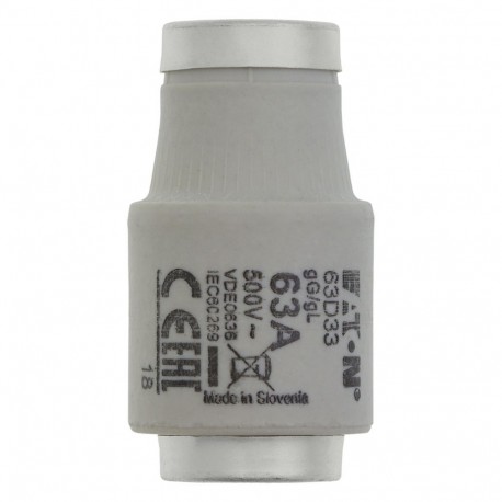 FUSE-D3 63A T GL/GG 500VAC E33 - FUSE-D3 63A T GL/GG 500VAC E33 63D33 EATON ELECTRIC Fuse-link, LV, 63 A, AC 500 V, D3, gL/gG, IEC, time-delay
