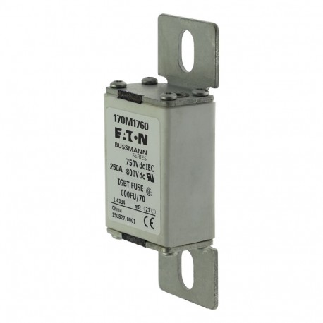 FUSE 250A 750V DC 000FU/70 AR CU - FUSE 250A 750V DC 000FU/70 AR CU 170M1760 EATON ELECTRIC Fuse-link, high speed, 250 A, DC 750 V, size 000, 2..
