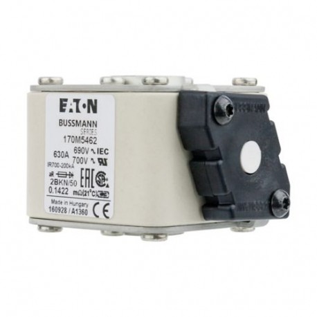 FUSE 630A 690V 2BKN/50 AR UC - FUSE 630A 690V 2BKN/50 AR UC 170M5462 EATON ELECTRIC Fuse-link, high speed, 630 A, AC 690 V, size 2, aR, IEC..