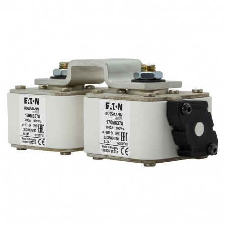 FUSE 1000A 690V 2//3BKN/50 AR - FUSE 1000A 690V 2//3BKN/50 AR 170M6378 EATON ELECTRIC Fuse-link, high speed, 1000 A, AC 690 V, 2 x size 3, 7..