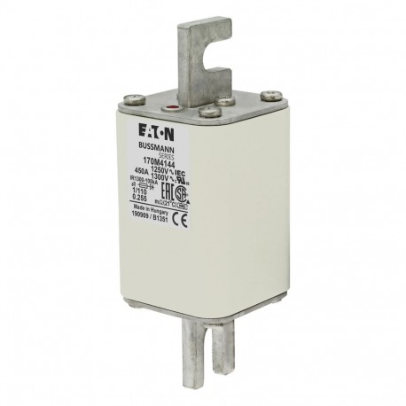 FUSE 450A 1250V 1/110 AR CU - FUSE 450A 1250V 1/110 AR CU 170M4144 EATON ELECTRIC Fuse-link, high speed, 450 A, AC 1250 V, size 1, 53 x 66..
