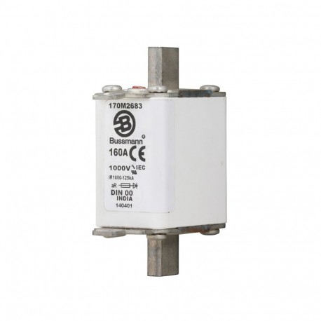 FUSE 160A 1000V DIN 00 AR - FUSE 160A 1000V DIN 00 AR 170M2683 EATON ELECTRIC Fuse-link, high speed, 20 A, AC 1000 V, DIN 00, aR, DIN, I..