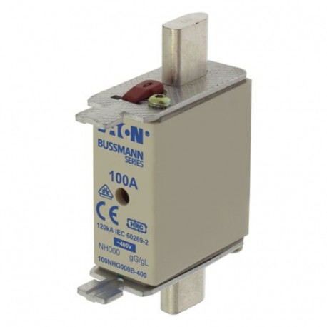 NH FUSE 100A 400V GG/GL SIZE 000 - NH FUSE 100A 400V GG/GL SIZE 000 100NHG000B-400 EATON ELECTRIC Fuse-link, LV, 100 A, AC 500 V, NH000, gL/gG,..
