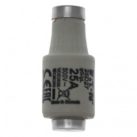 FUSE-D2 25A T GL/GG 500VAC E27 - FUSE-D2 25A T GL/GG 500VAC E27 25D27 EATON ELECTRIC Fuse-link, LV, 25 A, AC 500 V, D2, gL/gG, IEC, time-delay