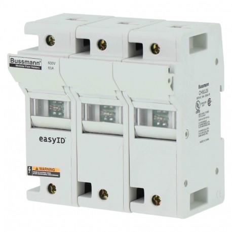 60AJ INDICATOR FUSEHOLDER 3 POLE - 60AJ INDICATOR FUSEHOLDER 3 POLE CH60J3I EATON ELECTRIC Base fuse, BT, 60 A, AC 600 V, DC 600 V, UL Class J,..