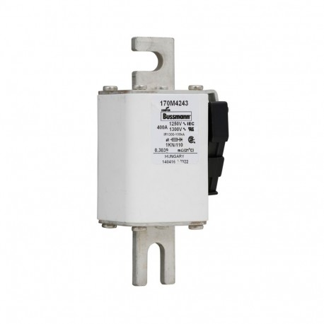 FUSE 400A 1250V 1KN/110 AR CU - FUSE 400A 1250V 1KN/110 AR CU 170M4243 EATON ELECTRIC Fuse-link, high speed, 400 A, AC 1250 V, size 1, 53 x ..