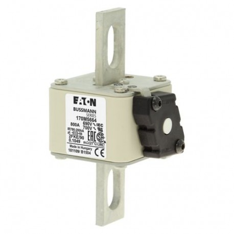 FUSE 800A 690V 2FKE/90 AR UC - FUSE 800A 690V 2FKE/90 AR UC 170M5664 EATON ELECTRIC Fuse-link, high speed, 800 A, AC 690 V, size 2, 61 x 77..