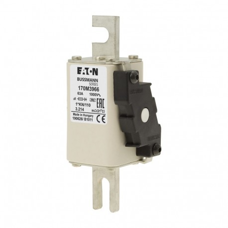 FUSE 63A 1000V 1*KN/110 AR - FUSE 63A 1000V 1*KN/110 AR 170M3966 EATON ELECTRIC Fuse-link, high speed, 63 A, AC 1000 V, compact DIN 1, 43..