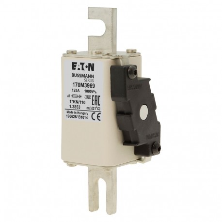 FUSE 125A 1000V 1*KN/110 AR - FUSE 125A 1000V 1*KN/110 AR 170M3969 EATON ELECTRIC Fuse-link, high speed, 125 A, AC 1000 V, compact DIN 1, ..