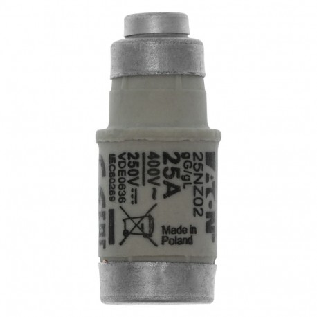 FUSE-D02 25A T GL/GG 400VAC E18 - FUSE-D02 25A T GL/GG 400VAC E18 25NZ02 EATON ELECTRIC Fuse-link, LV, 25 A, AC 400 V, D02, gL/gG, IEC, time-d..