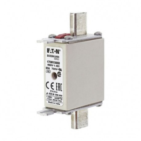 FUSE 80A 690V aR DIN 000 HSDNH - FUSE 80A 690V aR DIN 000 HSDNH 170M1566D EATON ELECTRIC Fuse-link, high speed, 80 A, AC 690 V, DIN 000, 21 x..