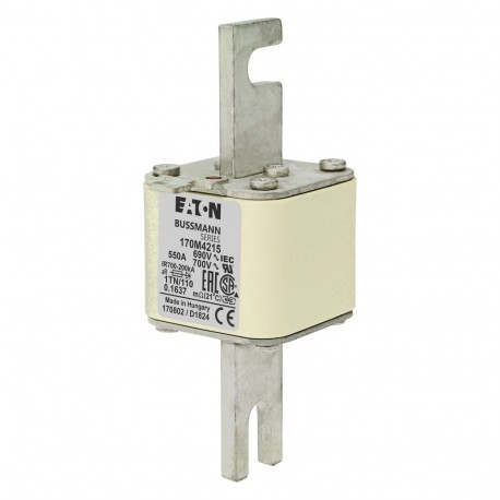FUSE 550A 690V 1TN/110 AR UC - FUSE 550A 690V 1TN/110 AR UC 170M4215 EATON ELECTRIC Fuse-link, high speed, 550 A, AC 690 V, DIN 1, 53 x 66 ..
