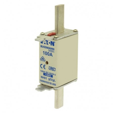 NH FUSE 100A 400V GG/GL SIZE 01 - NH FUSE 100A 400V GG/GL SIZE 01 100NHG01B-400 EATON ELECTRIC Fuse-link, LV, 100 A, AC 400 V, NH01, gL/gG, IE..