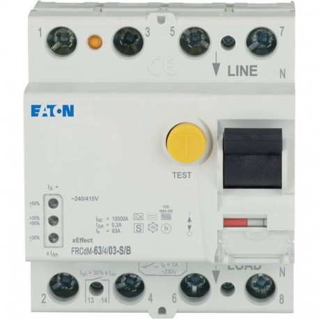 FRCDM-63/4/03-S/B - FRCDM-63/4/03-S/B 167902 Y7-167902 EATON ELECTRIC Digital residual current circuit-breaker, 63A, 4p, 300mA, ..