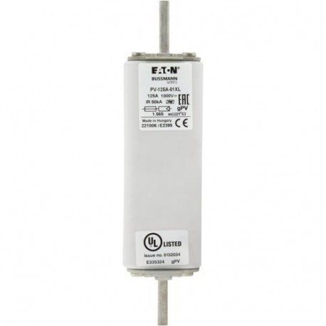 FUSE 125A 1000V 1*XL PV - FUSE 125A 1000V 1*XL PV PV-125A-01XL EATON ELECTRIC Fuse-link, high speed, 125 A, DC 1500 V, 01XL, 43 x 193 ..