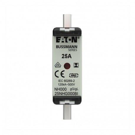 25NHG000BI - 25NHG000BI EATON ELECTRIC Fuse-link, LV, 25 A, AC 500 V, NH000, gL/gG, IEC, dual indicator, live gripping lu..