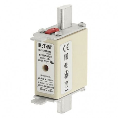 FUSE 200A 690V aR DIN 000 HSDNH - FUSE 200A 690V aR DIN 000 HSDNH 170M1570D EATON ELECTRIC Fuse-link, high speed, 80 A, AC 690 V, DIN 000, 21 ..