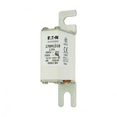 FUSE 125A 690V 000U/80 AR UC - FUSE 125A 690V 000U/80 AR UC 170M1318 EATON ELECTRIC Fuse-link, high speed, 125 A, AC 690 V, DIN 000, 21 x 4..