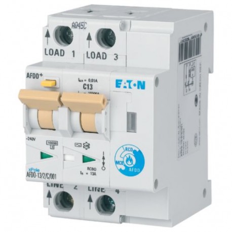 AFDD-13/2/C/003 - AFDD-13/2/C/003 187185 Y7-187185 EATON ELECTRIC Arc Fault Detection Device, 2 poles, C13A, 30mA, type AC