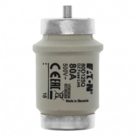 FUSE 80A DIV 500VAC - FUSE 80A DIV 500VAC 80D125Q EATON ELECTRIC cartridge fuse, BT, 80 A, AC 500 V, D4, gR, DIN, IEC, fast acting