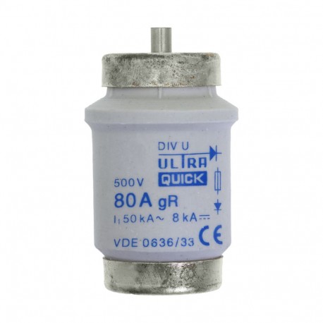 FUSE 80A DIV GR 500VAC - FUSE 80A DIV GR 500VAC 80D125R EATON ELECTRIC Fuse-link, LV, 100 A, AC 500 V, D4, gR, IEC, fast acting